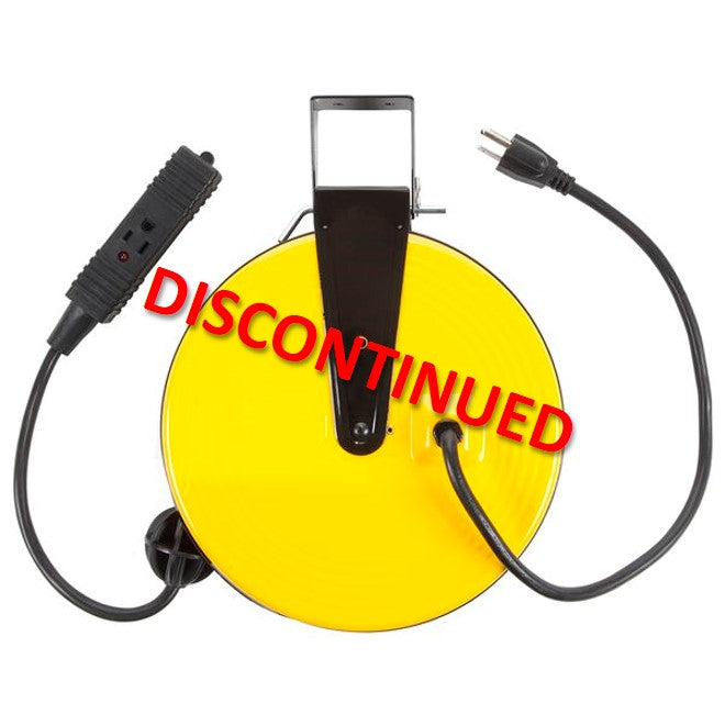 FL-800: 30ft Retractable Metal Cord Reel w/3 Outlets - 10amp