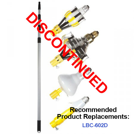 LBC-602A: Light Bulb Changer w/11' 3-Section Aluminum Pole & 3 Changer Heads plus 2-Piece Broken Bulb Changer