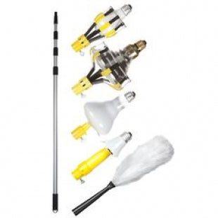 LBC-602DA1: Light Bulb Changer w/11' 3-Section Aluminum Pole & 3 Changer Heads plus 2-Piece Broken Bulb Changer & Duster