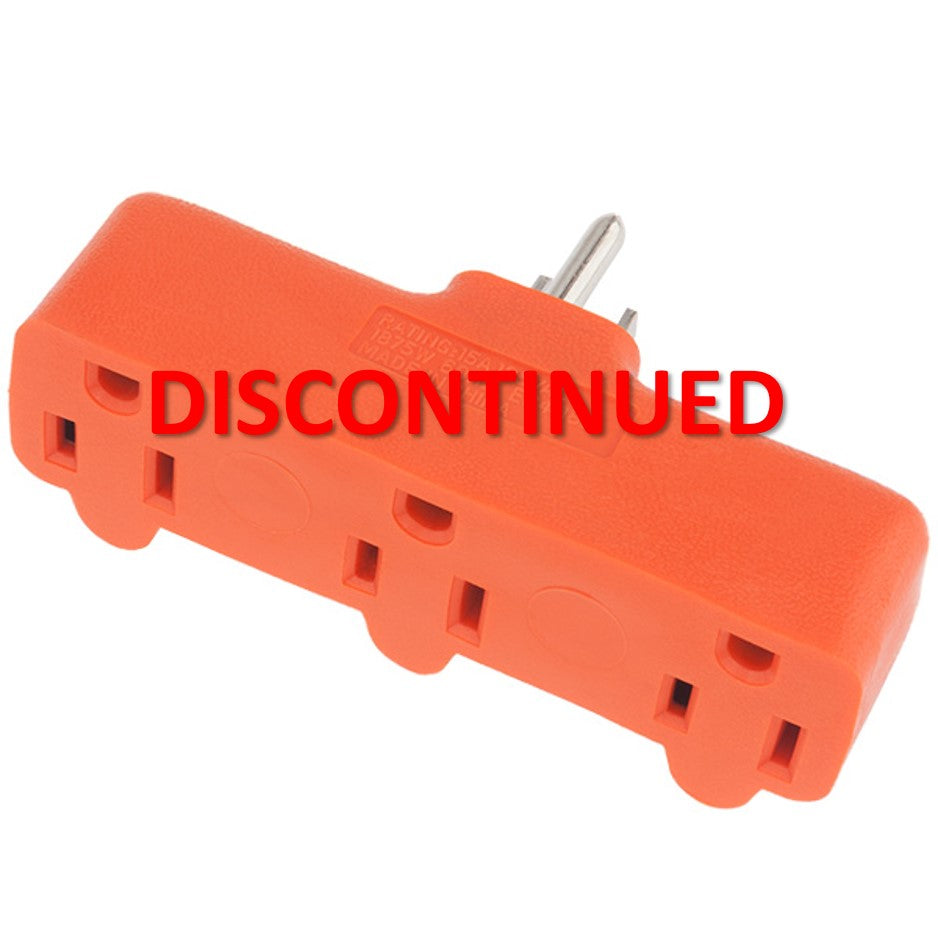 SL-154: Adapter - 3 Outlet Grounded Female to Single Grounded Male Plug - 15amp