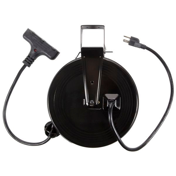 SL-801: 30ft Retractable Metal Cord Reel w/3 Outlets - 13amp