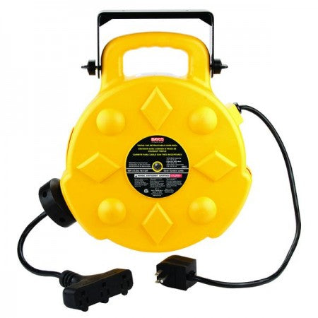 SL-8903: 50ft Retractable Polymer Cord Reel w/3 Outlets - 13amp